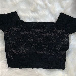 Black lace crop top